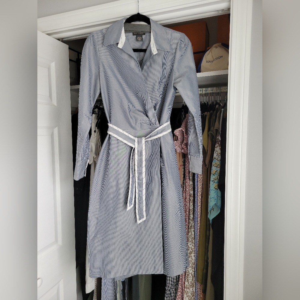 Like NEW! Banana Republic Navy and White Striped Dress